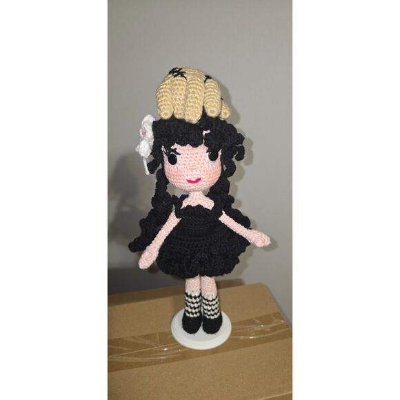 Handmade Crochet Wednesday Addams Doll with “Thing” Companion - Picture 11 of 14